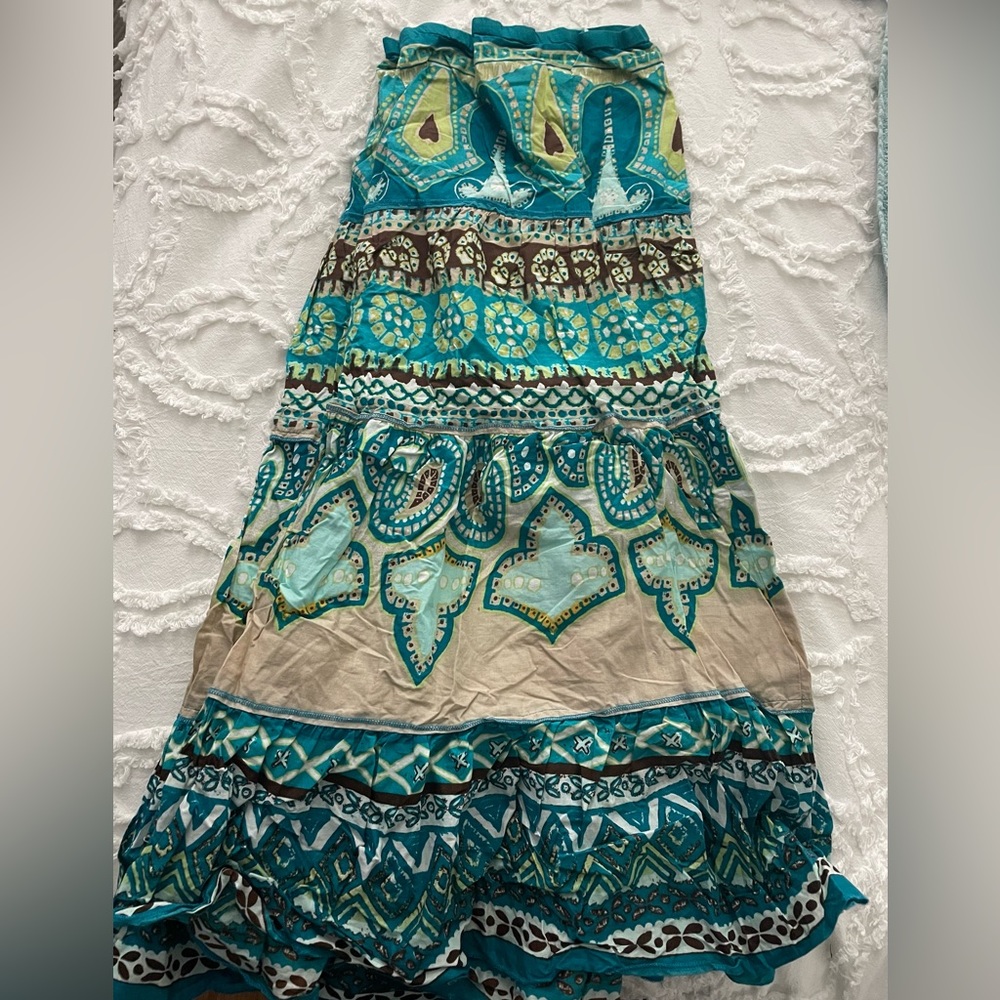 Women’s Plus Size Turquoise Blue Long Skirt, XL